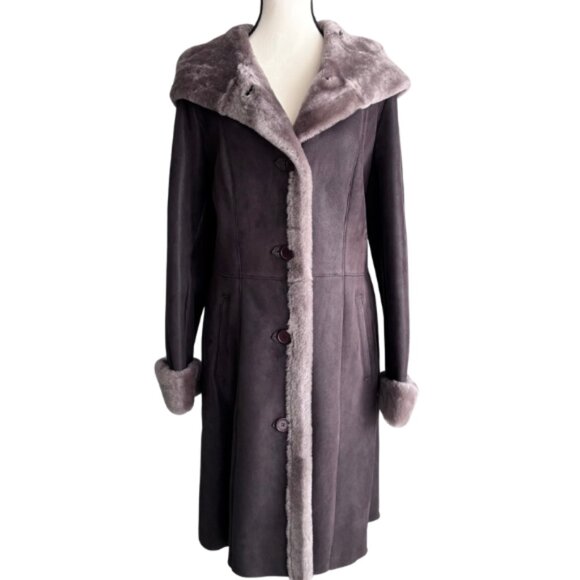 DANIER, GORGEOUS HOODED COAT MADE OF GENUINE LAMB FUR ( SHEARED AND DYED), SZ. S - Picture 2 of 14